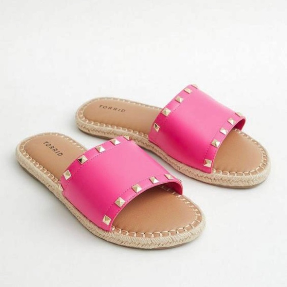 TORRID Hot Pink Barbie Stud Espadrille Slides